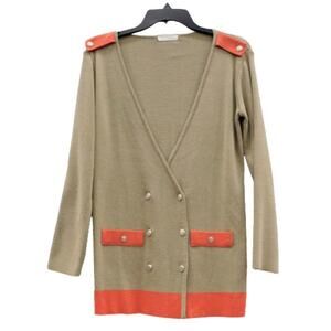 Code. M Cardigan Sweater Size Large Women's Tan Orange Button Up 370